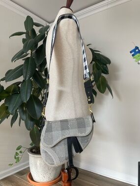 Saddle Bag with Checked Branded Strap